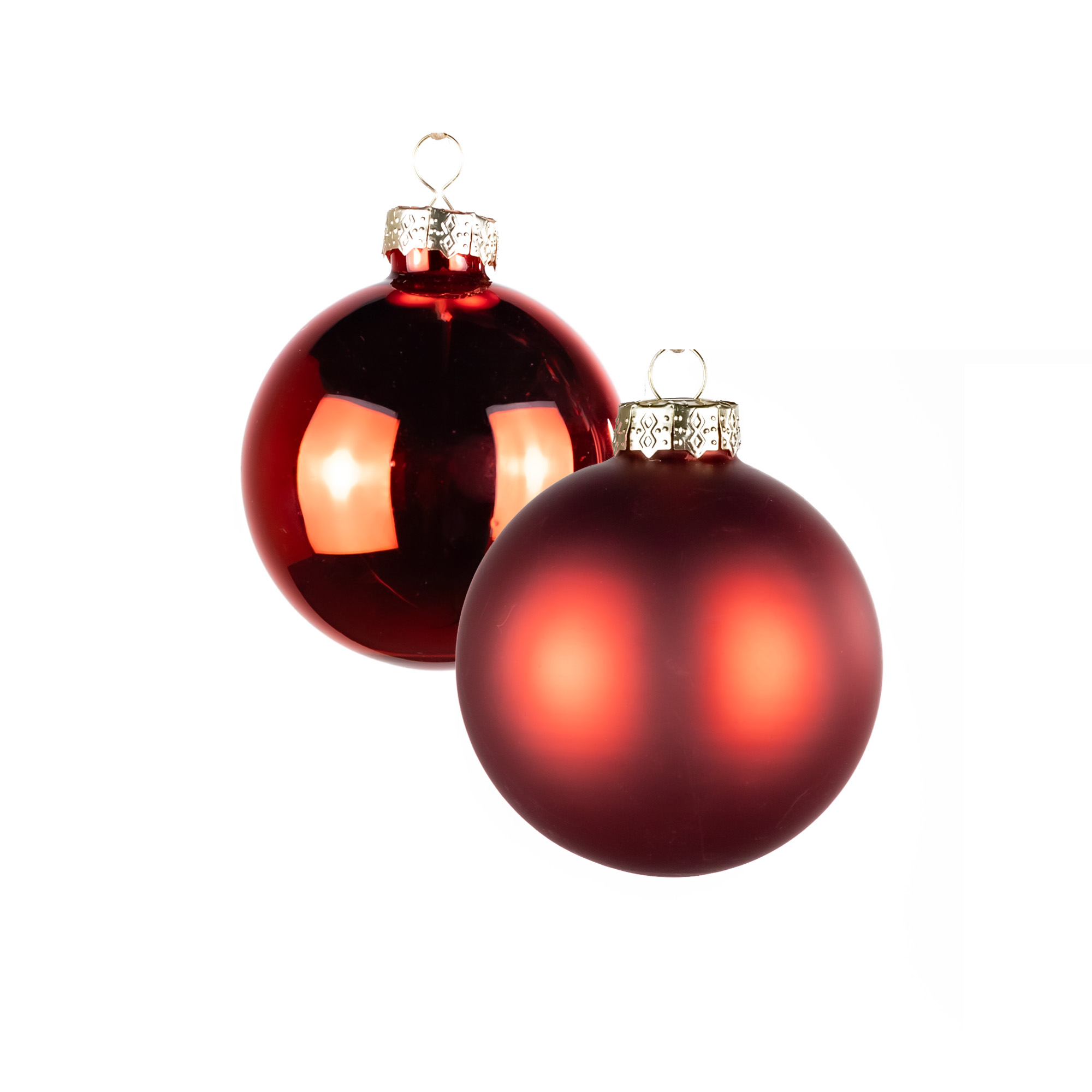 Glass christmas balls, plain , 16pcs, Red